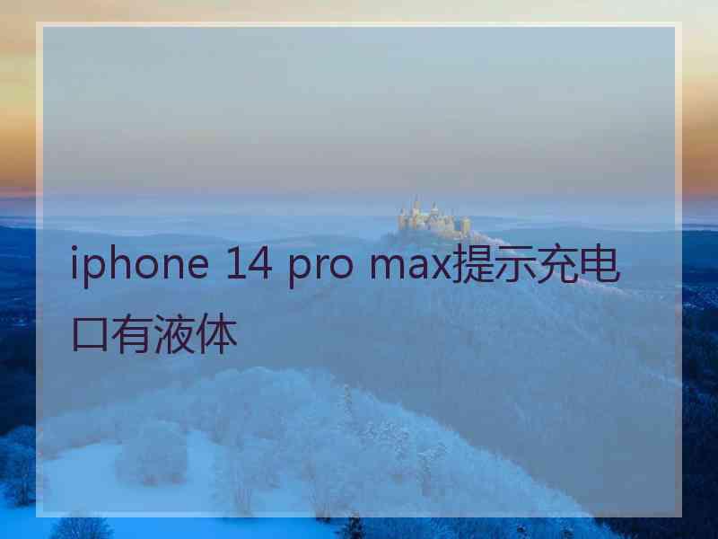 iphone 14 pro max提示充电口有液体