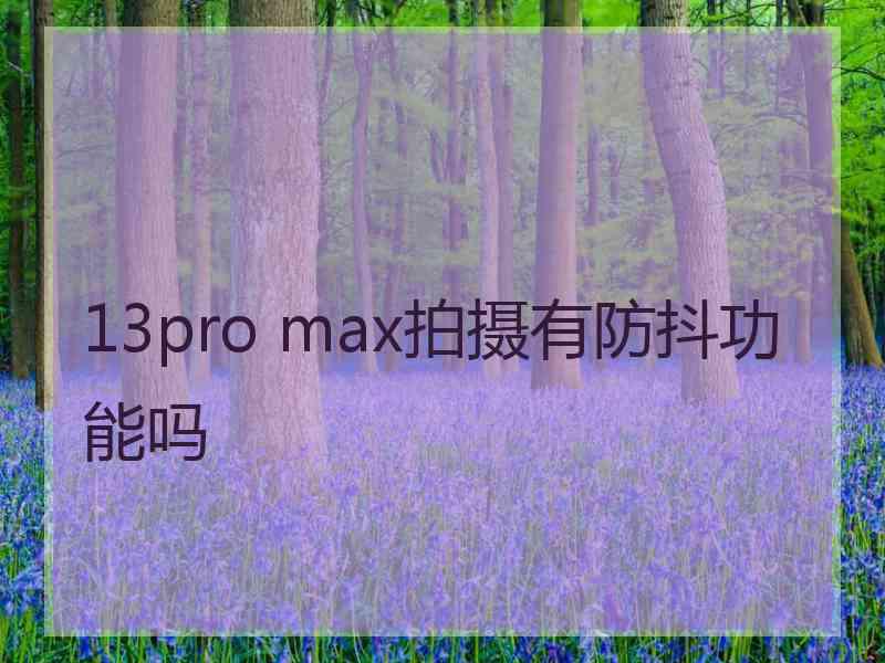 13pro max拍摄有防抖功能吗