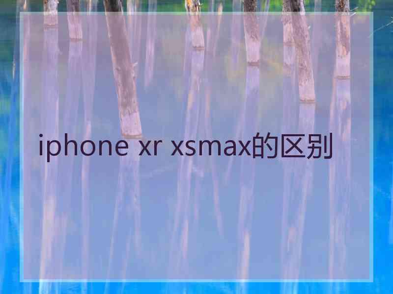 iphone xr xsmax的区别