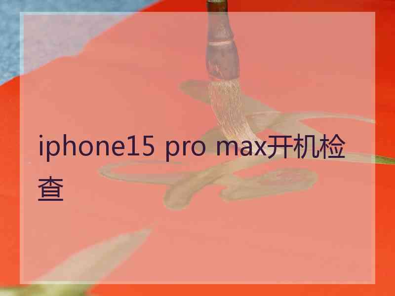 iphone15 pro max开机检查