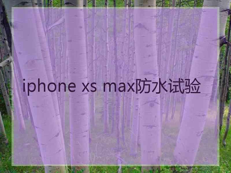 iphone xs max防水试验