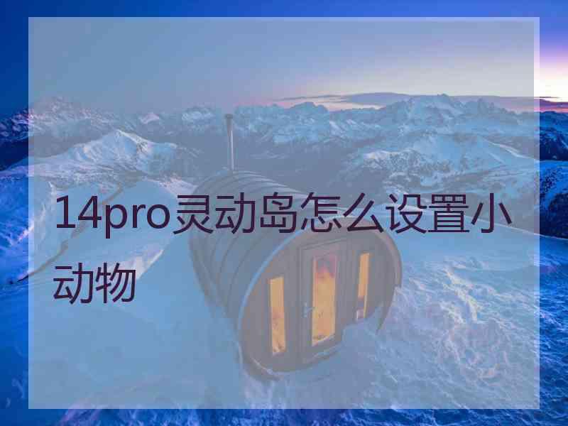 14pro灵动岛怎么设置小动物