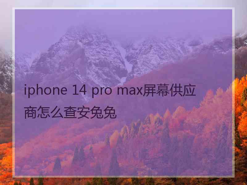 iphone 14 pro max屏幕供应商怎么查安兔兔