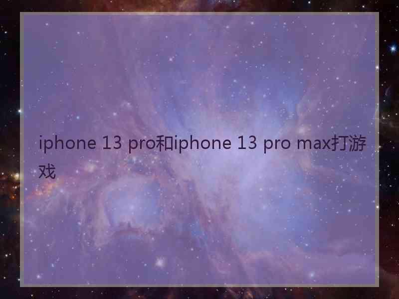 iphone 13 pro和iphone 13 pro max打游戏