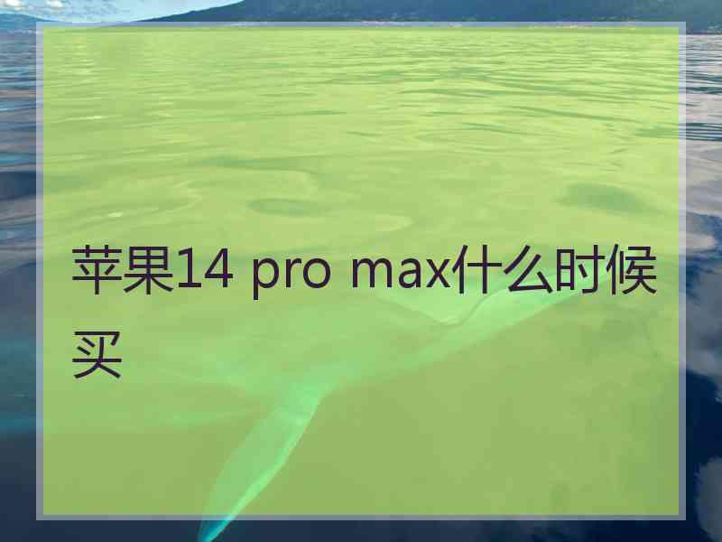 苹果14 pro max什么时候买