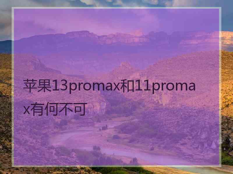 苹果13promax和11promax有何不可