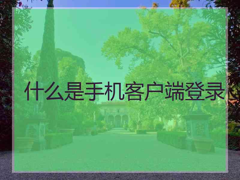 什么是手机客户端登录