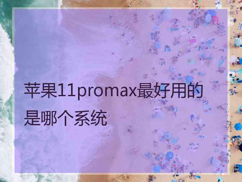 苹果11promax最好用的是哪个系统