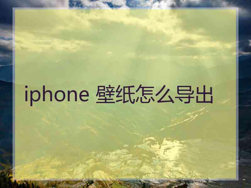 iphone 壁纸怎么导出