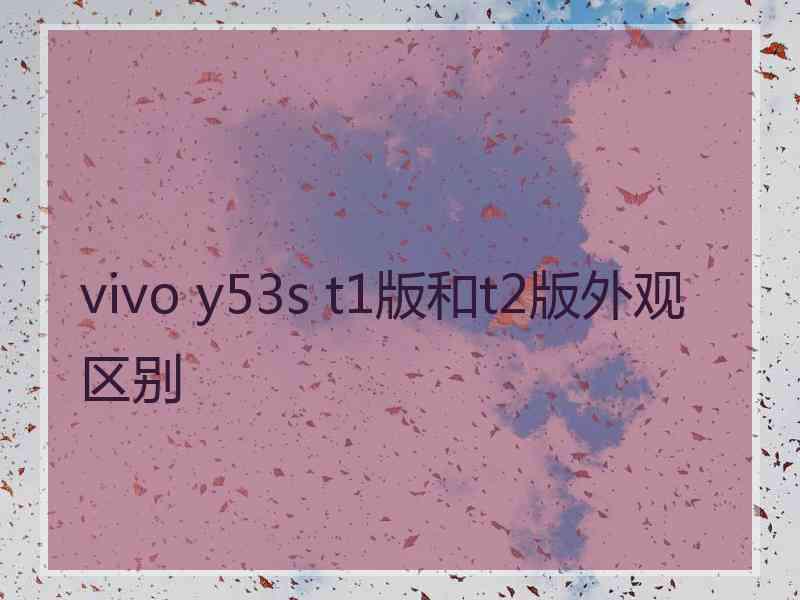 vivo y53s t1版和t2版外观区别