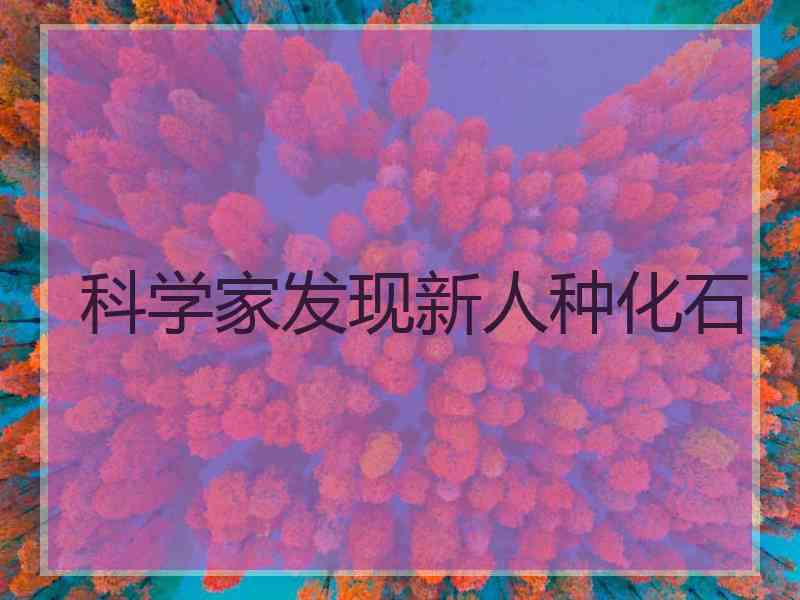 科学家发现新人种化石