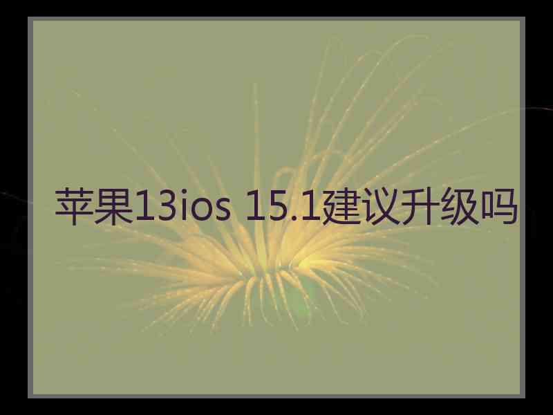 苹果13ios 15.1建议升级吗