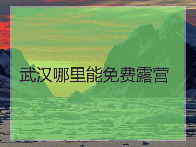 武汉哪里能免费露营