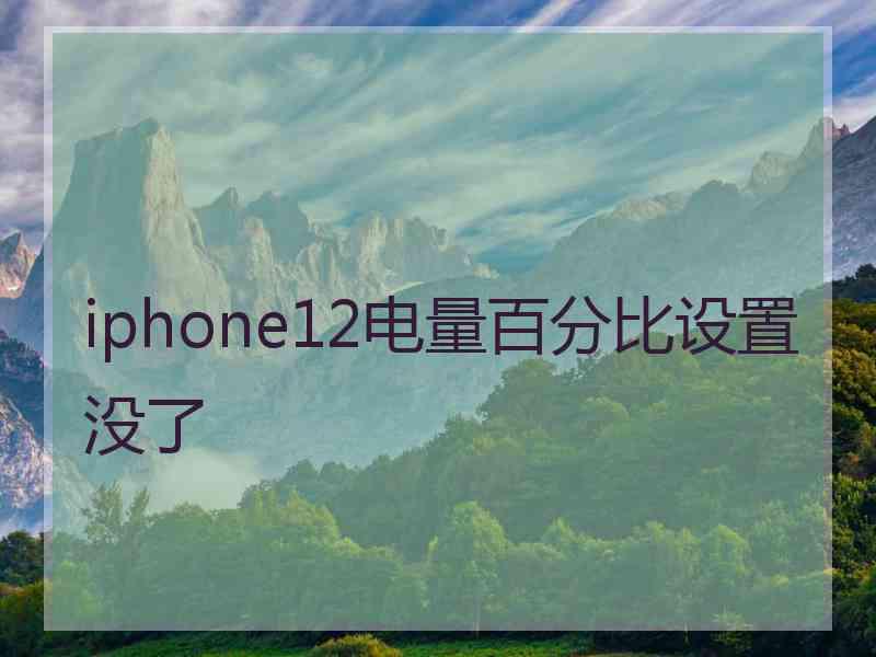 iphone12电量百分比设置没了