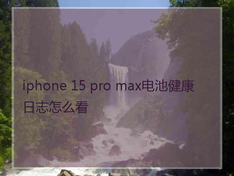 iphone 15 pro max电池健康日志怎么看