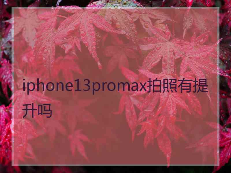 iphone13promax拍照有提升吗