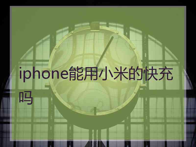 iphone能用小米的快充吗