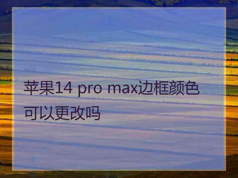 苹果14 pro max边框颜色可以更改吗