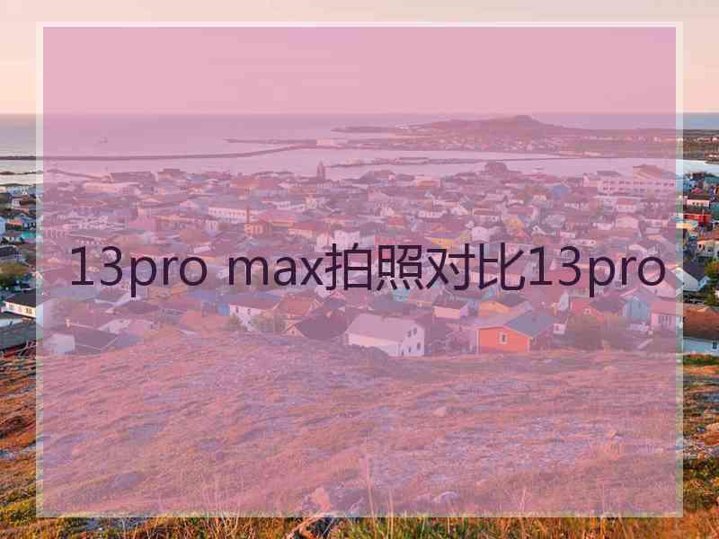 13pro max拍照对比13pro