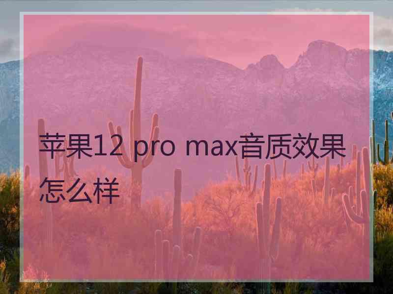 苹果12 pro max音质效果怎么样