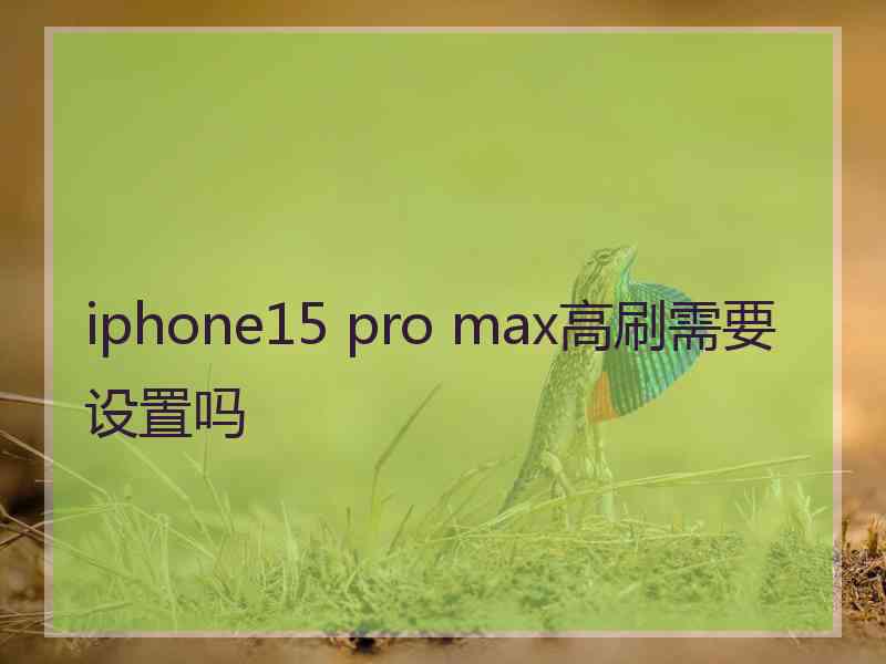 iphone15 pro max高刷需要设置吗