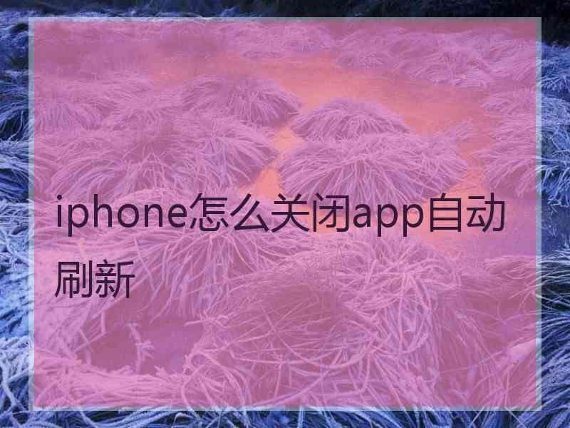 iphone怎么关闭app自动刷新