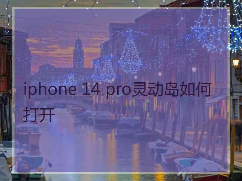 iphone 14 pro灵动岛如何打开