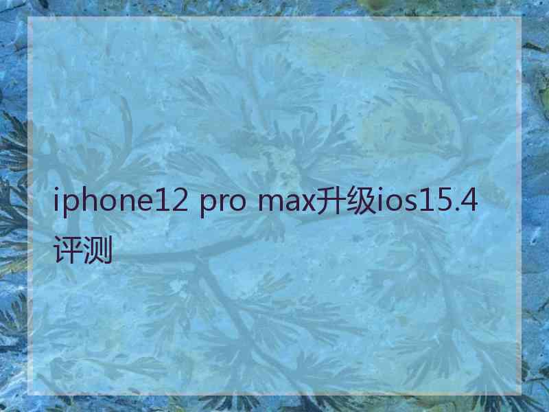 iphone12 pro max升级ios15.4评测