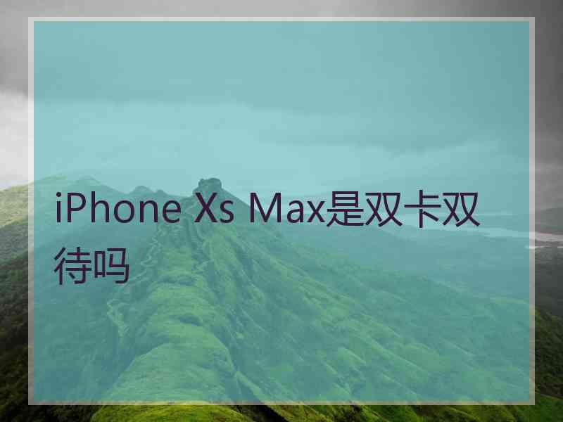 iPhone Xs Max是双卡双待吗