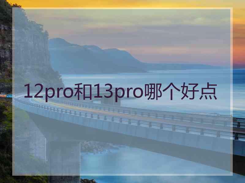 12pro和13pro哪个好点