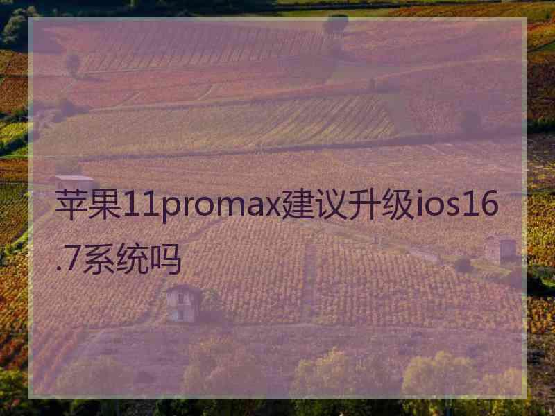 苹果11promax建议升级ios16.7系统吗