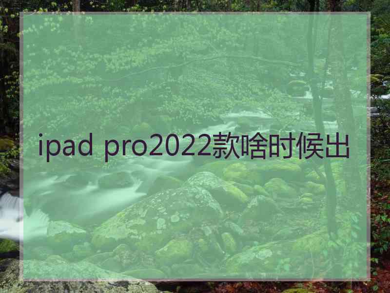 ipad pro2022款啥时候出