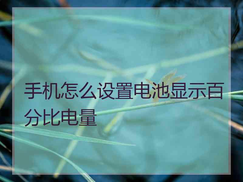 手机怎么设置电池显示百分比电量