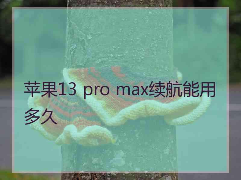 苹果13 pro max续航能用多久