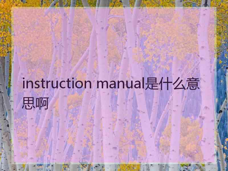 instruction manual是什么意思啊