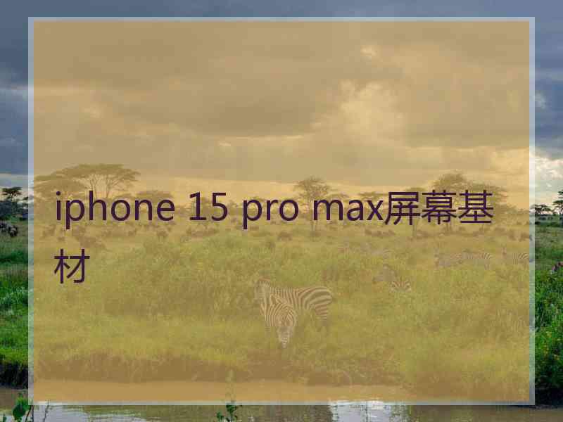 iphone 15 pro max屏幕基材