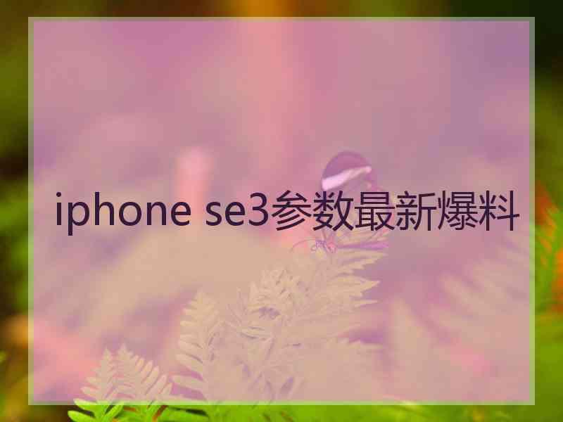 iphone se3参数最新爆料