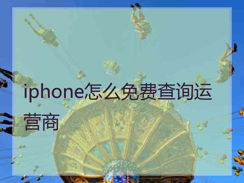 iphone怎么免费查询运营商