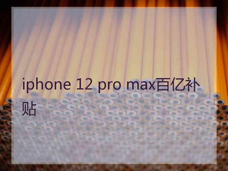 iphone 12 pro max百亿补贴