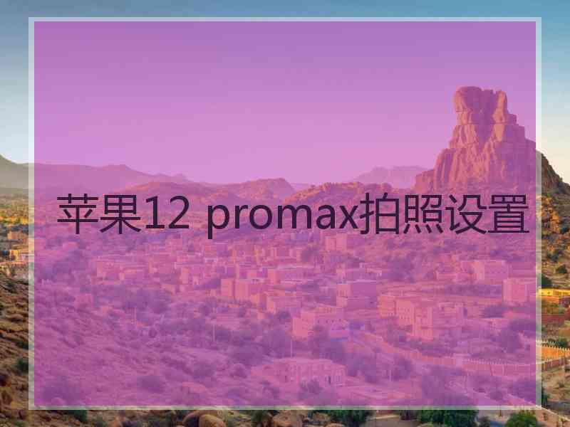 苹果12 promax拍照设置