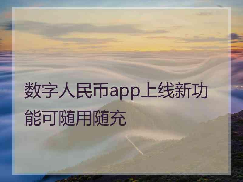 数字人民币app上线新功能可随用随充