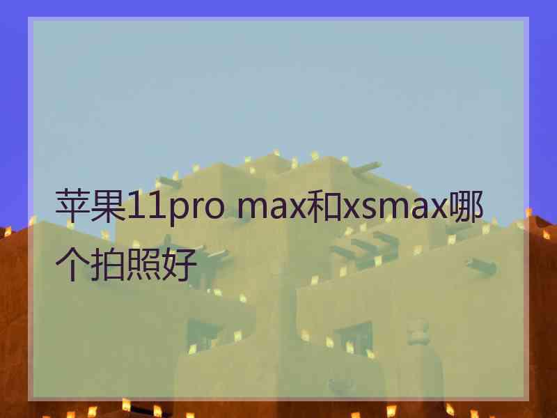 苹果11pro max和xsmax哪个拍照好