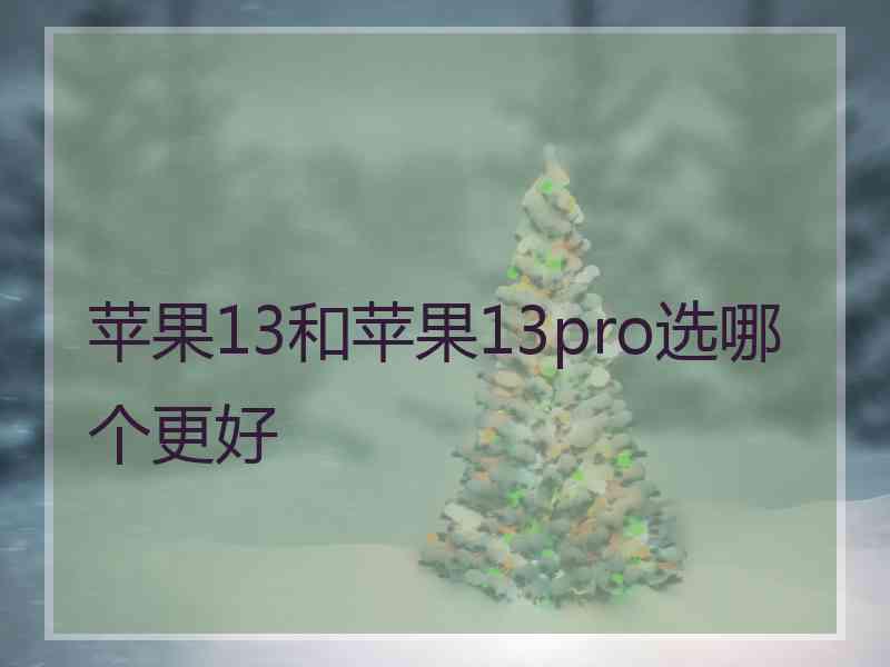 苹果13和苹果13pro选哪个更好