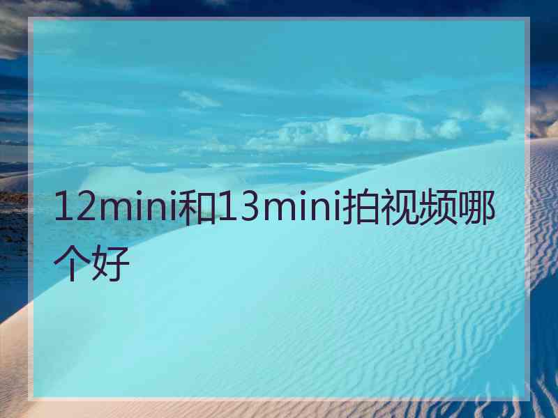 12mini和13mini拍视频哪个好