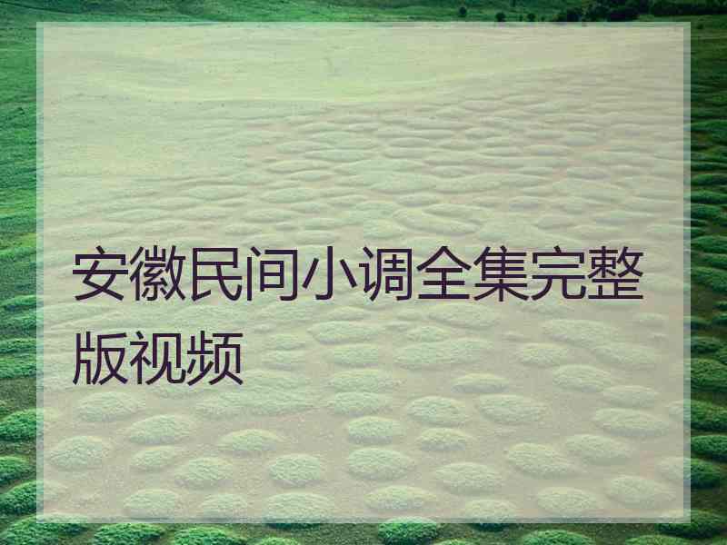 安徽民间小调全集完整版视频