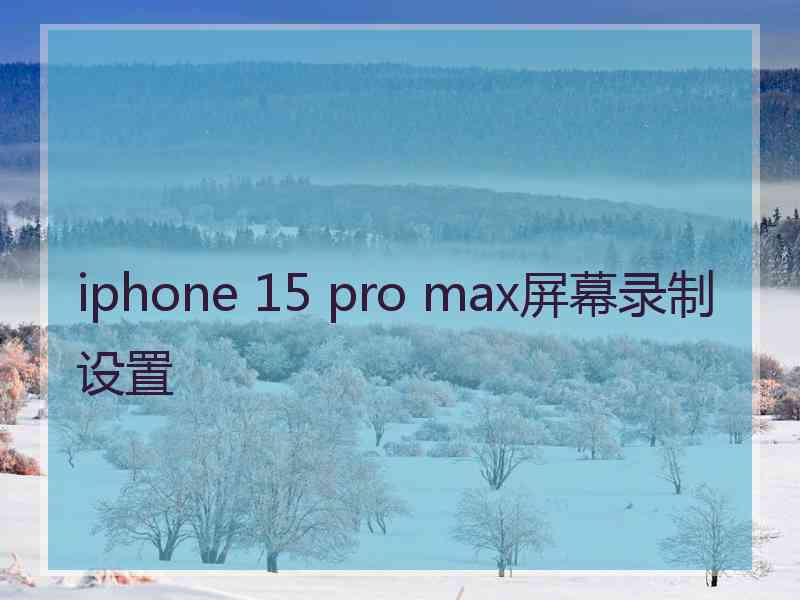 iphone 15 pro max屏幕录制设置