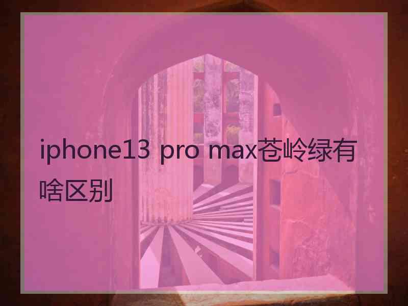 iphone13 pro max苍岭绿有啥区别