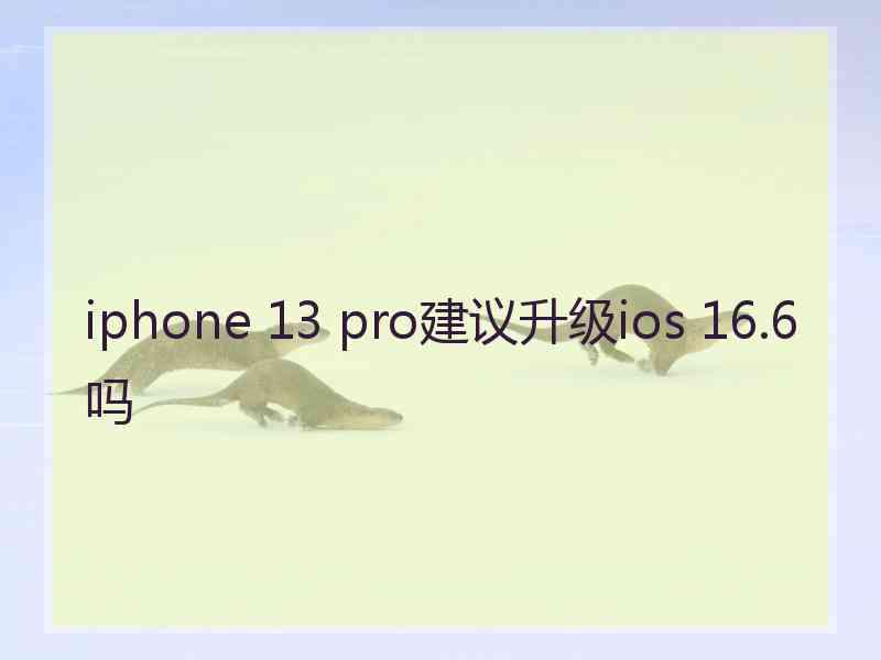 iphone 13 pro建议升级ios 16.6吗