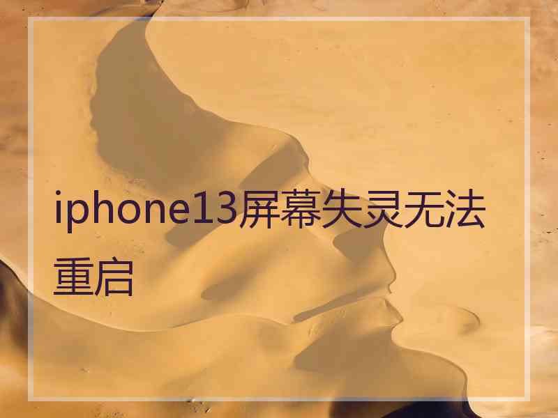 iphone13屏幕失灵无法重启