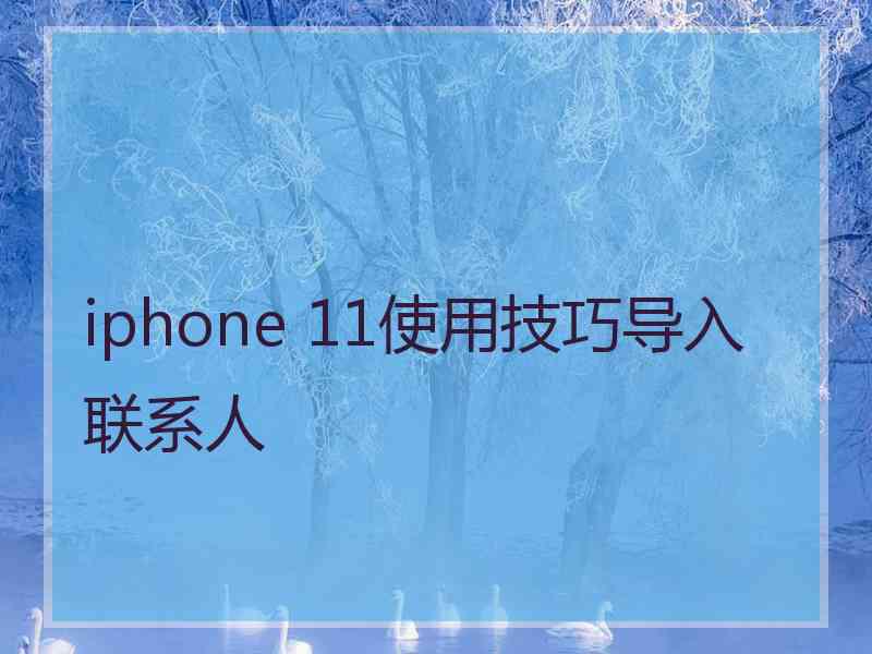 iphone 11使用技巧导入联系人